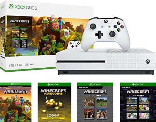 Xbox One S 1TB Minecraft Creators w/ Xbox Live 3 Aylık Altın Üyelik: 1TB Xbox One S Beyaz Konsol, Kablosuz Denetleyici, Xbox