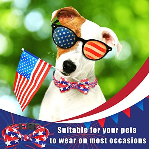 4 Paket 4 Temmuz Papyon ile köpek Tasması Vatansever köpek tasması Amerikan Bayrağı ABD Bağımsızlık Günü İşçi Bayramı Pet