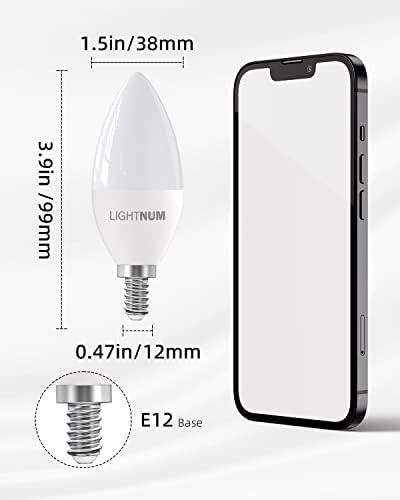 LİGHTNUM LED Şamdan Ampuller E12 6'lı Paket (5000K Gün ışığı Beyazı, 40 Watt Eşdeğeri, 470 LM) ve G9 Ampul Kısılabilir Olmayan