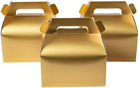 BİR DAHA 50-Pack Üçgen Metalik Altın Şeker Kutuları, Küçük Goodie Hediye Kutuları Düğün ve Doğum Günü Partisi İyilik Kutusu