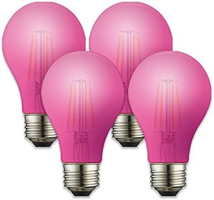 TCP RFLA19P4 LED Ampuller 60 Watt Eşdeğer / Parti Lambaları Şenlikli Glow, A19 Şekli E26 Orta Taban, Pembe, 4 Sayısı