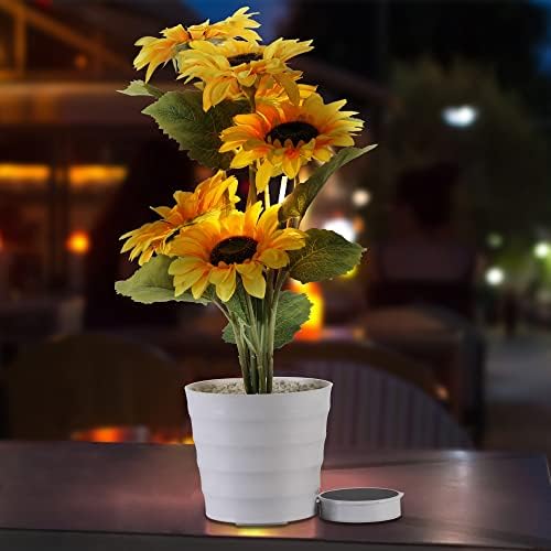 UFUNDA açık güneş yapay çiçek ışıkları ile Pot, peyzaj yolu dekoratif LED ışıkları, UV dayanıklı sahte çiçek için bahçe,