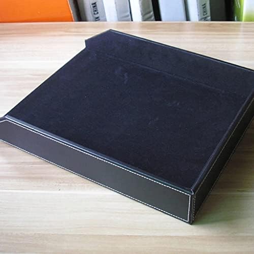 GRETD Deri Ahşap Masa Dosya Tepsisi Dergisi kağit kutu masa düzenleyici Dosya Tepsisi Aksesuar Standı Siyah (Renk: Siyah,
