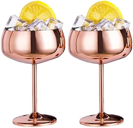 BAYAN Z şampanya bardakları 2 Set Paslanmaz Çelik Vintage Martini Kokteyl Cam şarap kadehi (Renk: A, Boyut: Bir Boyut)
