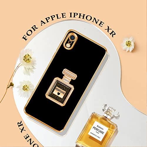 Metal parfüm şişesi ayna standı ile iPhone XR durumda Buleens, iPhone XR durumda sevimli kadın Girly kalp kılıfları, iPhone