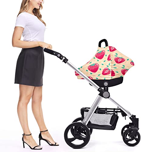 Bebek Araba Koltuğu Kapakları Tatlı Starwberries Desen Sarı Arka Plan Hemşirelik Kapak Emzirme Eşarp Arabası Kapak Bebekler
