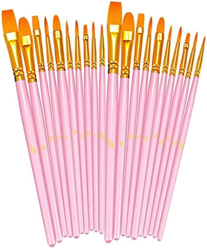 CLGZS 20 adet boya fırçası Seti Yuvarlak Sivri Ucu Boya Fırçaları Naylon Saç Sanatçısı Akrilik Yağ Suluboya (Renk: D, Boyut: