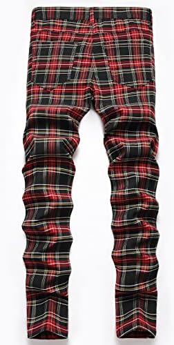 Pantolon Erkekler için Rahat Ekose Baskılı Pantolon Yüksek Elastikiyet Artı Boyutu İnce Uydurma Düz Pantolon Tam Boy Pantolon