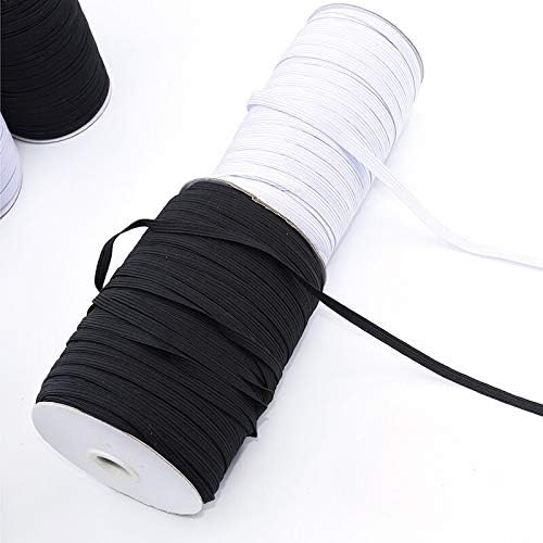 TTNDstore elastik bantlar Beyaz Ve Siyah Bir Rulo 90 Metre / 180 Metre 3/5/6/8/10 / 12mm Genişlik Polyester Giysi Konfeksiyon