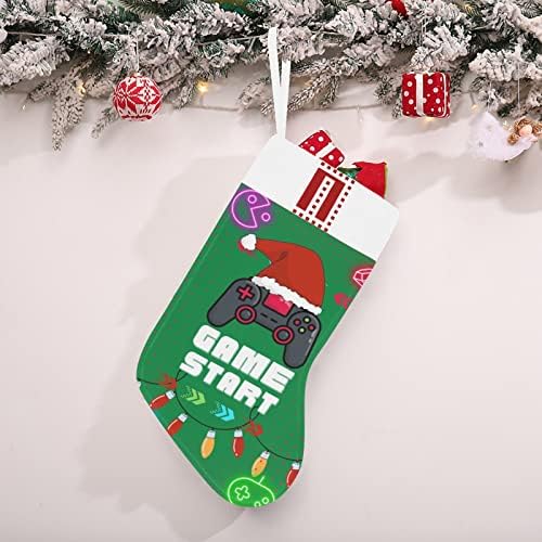 Monogram Noel Çorap ile Video oyunu Oyun Başlangıç ve Mektup N 18 İnç Büyük Yeşil ve Beyaz ile İlk