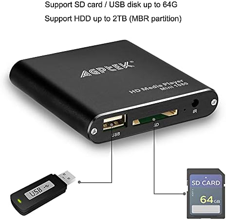 HDMI Medya Oynatıcı ile BİR AV Kablosu, siyah Mini 1080p Full-HD Ultra HDMI Dijital Medya Oynatıcı-MKV / RM-HDD USB sürücüler