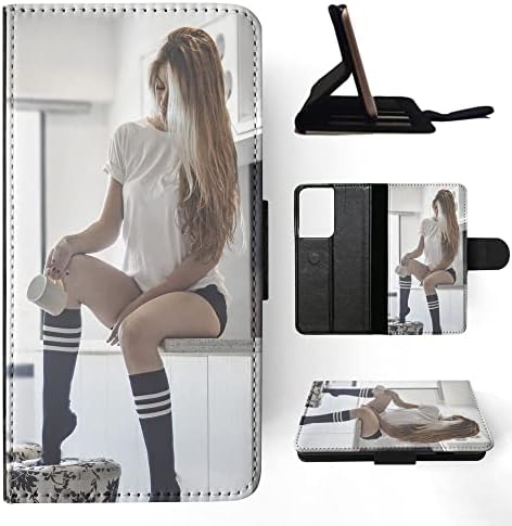 Seksi Sarışın Kız Seksi Çorap cüzdan kılıf telefon kılıfı Kapak için Samsung Galaxy S21 Ultra 5G