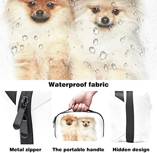 Taşıma Çantası Seyahat Kılıfı Çanta USB Kablosu Organizatör Cep Aksesuar Fermuar Cüzdan, Güzel Pomeranian Köpek
