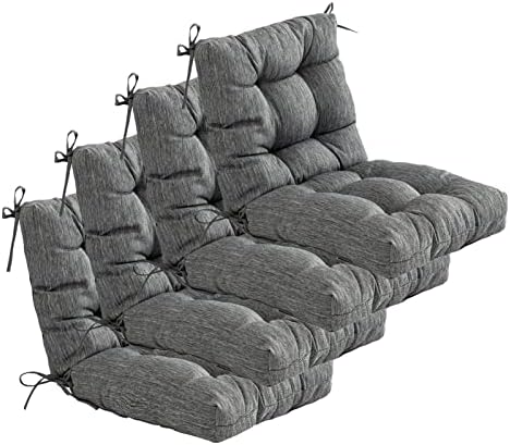 QİLLOWAY Açık Koltuk / sırtlı sandalye Minderi Tepeli Yastık, İlkbahar / Yaz Mevsimsel Yedek Minderler-4'lü Paket (Kömür