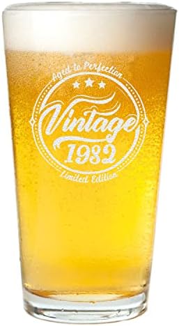 Veracco Vintage 1982 Mükemmellik İçin Yaşlandı Bira Bardağı Bira Bardağı Doğum Günü Hediyesi Onun İçin Kırk ve Muhteşem (Bira