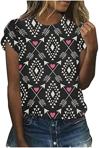 Kadınlar için Yaz Moda Çiçek Kısa Kollu Tunik Tees Vintage Baskı Grafik Kravat Boya T Shirt Gevşek Boho Bluz
