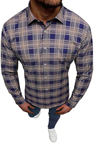Erkekler uzun kollu sonbahar kış rahat ekose baskılı gömlek moda üst bluz gömlek kollu