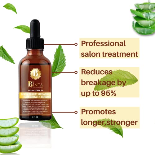 Binta Beauty Organics All Natural Tüm Organik %100 Saç Büyüme Serumu(2oz), Saç İnceltme, Zayıf Saç veya Saç Dökülmesi için