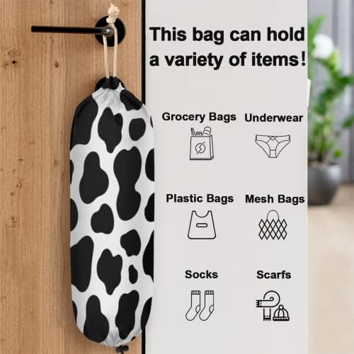Plastik Torba Tutucu Asılı Beyaz Siyah İnek Nokta Baskı alışveriş çantası Organizatör Mutfak Plastik Torba Depolama/Çöp alışveriş