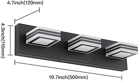 SOLFART Kısılabilir Banyo Vanity ışıkları Ayna Led Vanity aydınlatma armatürü 3 ışıkları Siyah ışıkları Banyo S9660-3T-BK