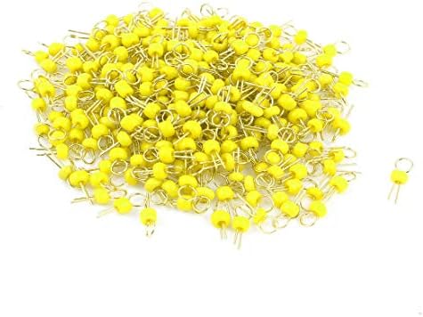 YENİ LON0167 300 Adet Sarı Seramik boncuklu yüzük Kafa Altın Ton Bakır PCB Test Pin Terminalleri(300 Stücke Gelb Seramik