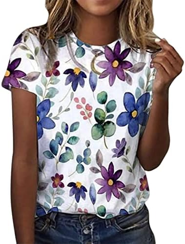 Kadınlar için yaz Üstleri 2023 Çizgili Renk Bloğu Kısa Kollu Casual Bluzlar T Shirt Pamuklu T Shirt Kadınlar için Çok