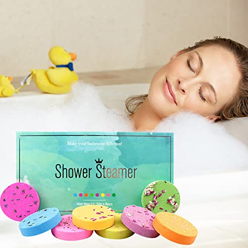 8 Adet Duş Vapur Seti, Kuru Çiçek Banyo Bombaları Hediye Seti ile Saf uçucu yağ, Doğal Aromaterapi Organik Banyo Fizzies