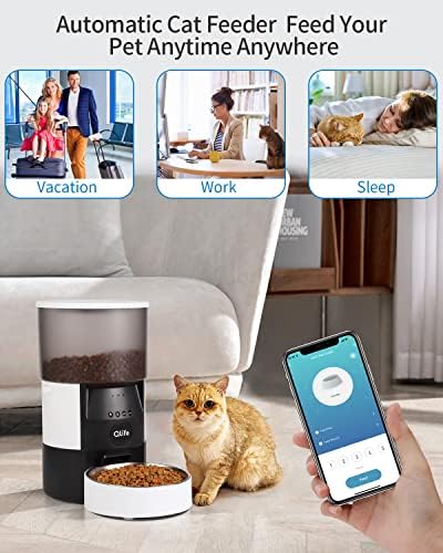 QLIFE Otomatik Kedi Besleyiciler WiFi: 3L Zamanlı Kuru Gıda Dağıtıcı için Küçük Orta Köpek-WiFi Akıllı Otomatik Pet Besleyici