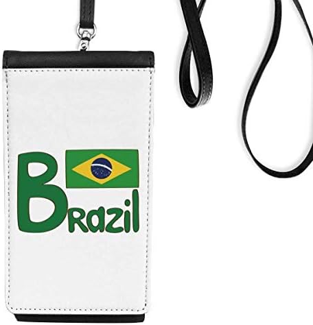 Brezilya Ulusal Bayrağı Yeşil Desen Telefon Cüzdan çanta Asılı Cep Kılıfı Siyah Cep