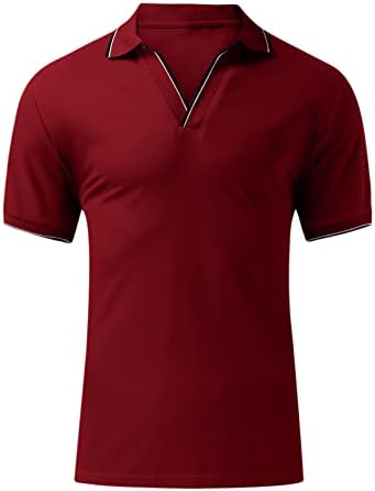 YHAIOGS Uzun Gömlek Erkekler için Erkek Moda Rahat Konfor Yumuşak Gevşek Açık Spor Yaka Düz Renk Gömlek Kısa Kollu T