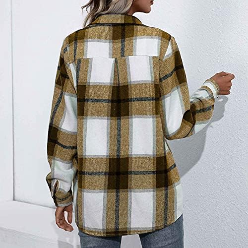 TAPIYANG Sonbahar Ceketler Kadınlar için Moda Uzun Kollu Düğme Aşağı Ekose Gömlek Moda Rahat Mont Hafif Uzun Palto
