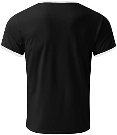 Erkek T-Shirt Kısa Kollu Colorblock Crewneck İnce Düzenli Fit Spor Rahat Kazak Tee Gömlek Yaz Bluzlar Tops