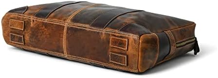 MaheTri Deri askılı çanta Erkekler için, 16 İnç Vintage laptop çantası Evrak Çantası Satchel Yeşil / Kahverengi Jefferson