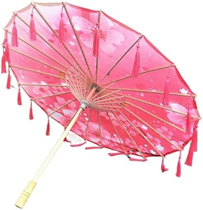 Yağlı Kağıt Şemsiye-Çin Dans Performansı Dantel Şemsiye Klasik Hanfu Yağlı Kağıt Şemsiye Peri Antik Şemsiye (Renk: Kırmızı