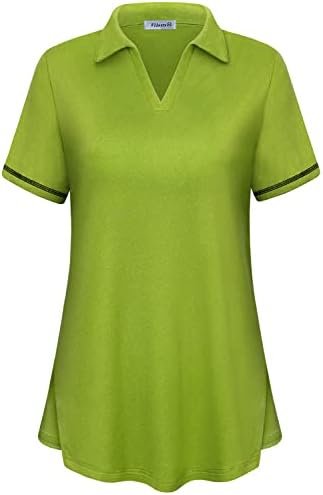 Vldnery kadın golf gömlekleri Kısa Kollu v Boyun Gevşek Fit Düz Egzersiz Tenis polo tişörtler