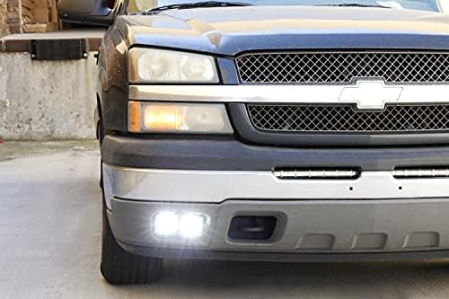 ıJDMTOY Çift LED Pod Sis Lambaları İle Uyumlu 02-06 Chevy Avalanche, 03-07 Silverado 2500 3500, dahil (4) 20 W Yüksek Güç