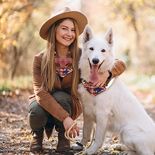 Köpek Bandanalar Erkek Kız 2 Paket Sevimli Köpek Eşarp Mendil Grizzlys Ekose Pet Boyunbağı Büyük Cins Toplu Cadılar Bayramı