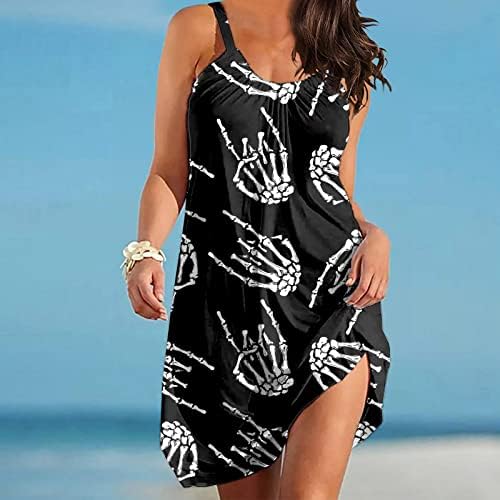 Yaz Plaj Elbiseleri Kadınlar Casual Bohemian Elbise Gevşek Fit Dökümlü Mini Elbise Kolsuz V Yaka Cover Up Sundress