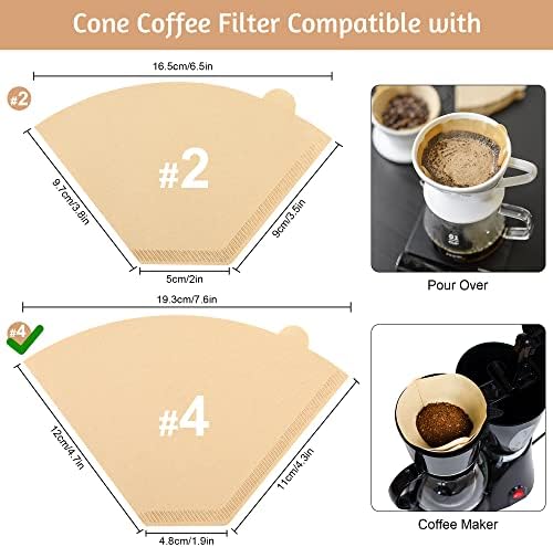 Kahve Filtreleri 4,200 Adet Tek Kullanımlık Kahve Filtreleri 8-12 Bardak, Patlama Yok, Ağartılmamış Doğal Kahve Filtreleri