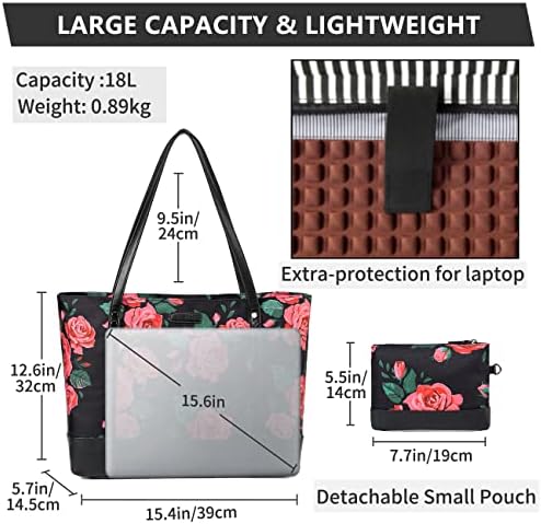 VASCHY laptop çantası Kadınlar için, Büyük 15.6 inç Bilgisayar Öğretmen Çantası Çanta Evrak Çantası Seyahat, İş, İş, Ofis