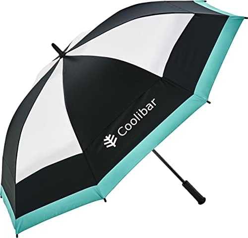 Coolibar UPF 50 + 62 İnç Turnuva golf şemsiyesi-Güneş Koruyucu (Bir Boyut-Siyah / Beyaz Renk Bloğu)