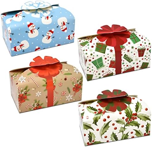 Yay ile Noel Çerez Kutuları Tatil Loaf Tedavi Goody Kağıt Kutuları ve Hediye Keseleri 24 Paket Noel Karton Hediyeler Parti