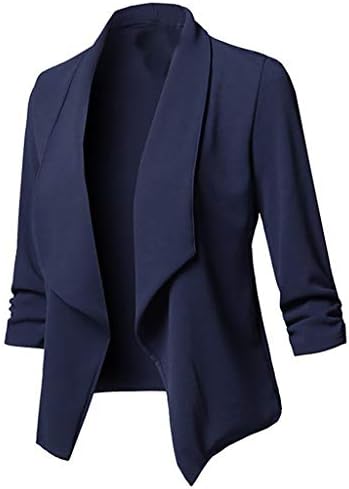 Kadın Blazer Ceketler Casual Dantelli 3/4 Kollu Açık Ön Hırka Blazers Düz Renk Sıkı Çalışma Ofisi Mont