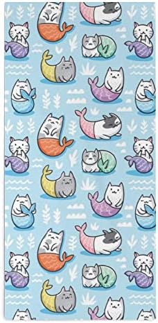Komik Kediler Mermaid Lif Havlu 28.7 x 13.8 Yüz Bezleri Ince Fiber Yüksek Emici Havlu el havluları
