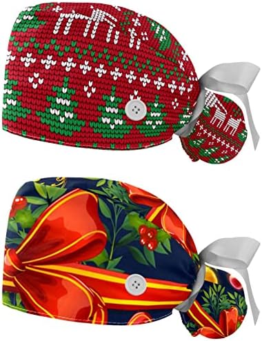 Kadın Çalışma Kap Düğmeleri ile Kabarık Şapka Noel Topları Mevcut Yay ile Yeşil Arka Plan Hemşire Fırçalama Kapaklar Uzun