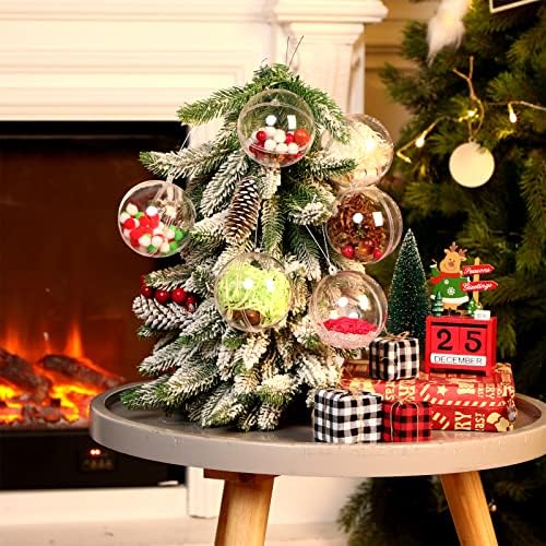 Sratte 24 Adet 3.15 İnç Noel Doldurulabilir Süsler Topu Temizle Plastik Süsler DIY Craft için Şeffaf Top Noel Düğün Noel