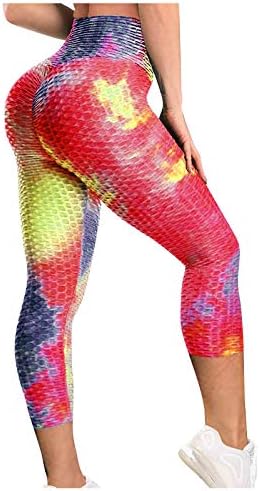 Kadınlar için egzersiz Tayt Batik, Kadınlar için Yoga Tayt Karın Kontrol Ekose Pantolon Nefes Egzersiz Tayt