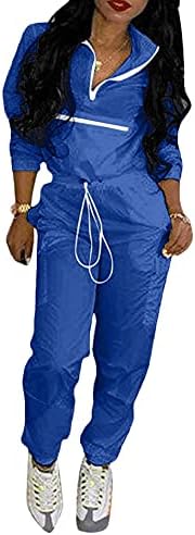 ECDAHICC kadın İki Parçalı Kıyafetler Uzun Kollu Fermuar Rüzgarlık Kırpma Üstleri ve Yüksek Belli Uzun Pantolon Eşofman Setleri