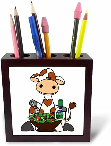 Çiftlik Sosu Cinas hiciv ile salata yeme 3dRose sevimli komik inek. - Karo Kalem Tutucular (ph-371070-1)