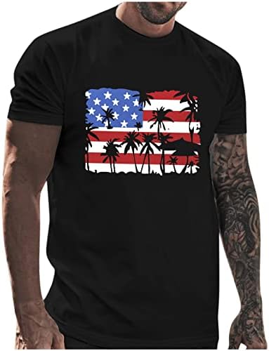 UBST 4th Temmuz erkek kısa kollu tişörtler Yaz Yurtsever ABD Bayrağı Baskı Crewneck Tee Üstleri Rahat Egzersiz Tshirt